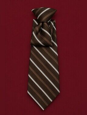 3/$30 Vtg SEARS 1980s Brown and White Striped Slim Clip-on Tie
